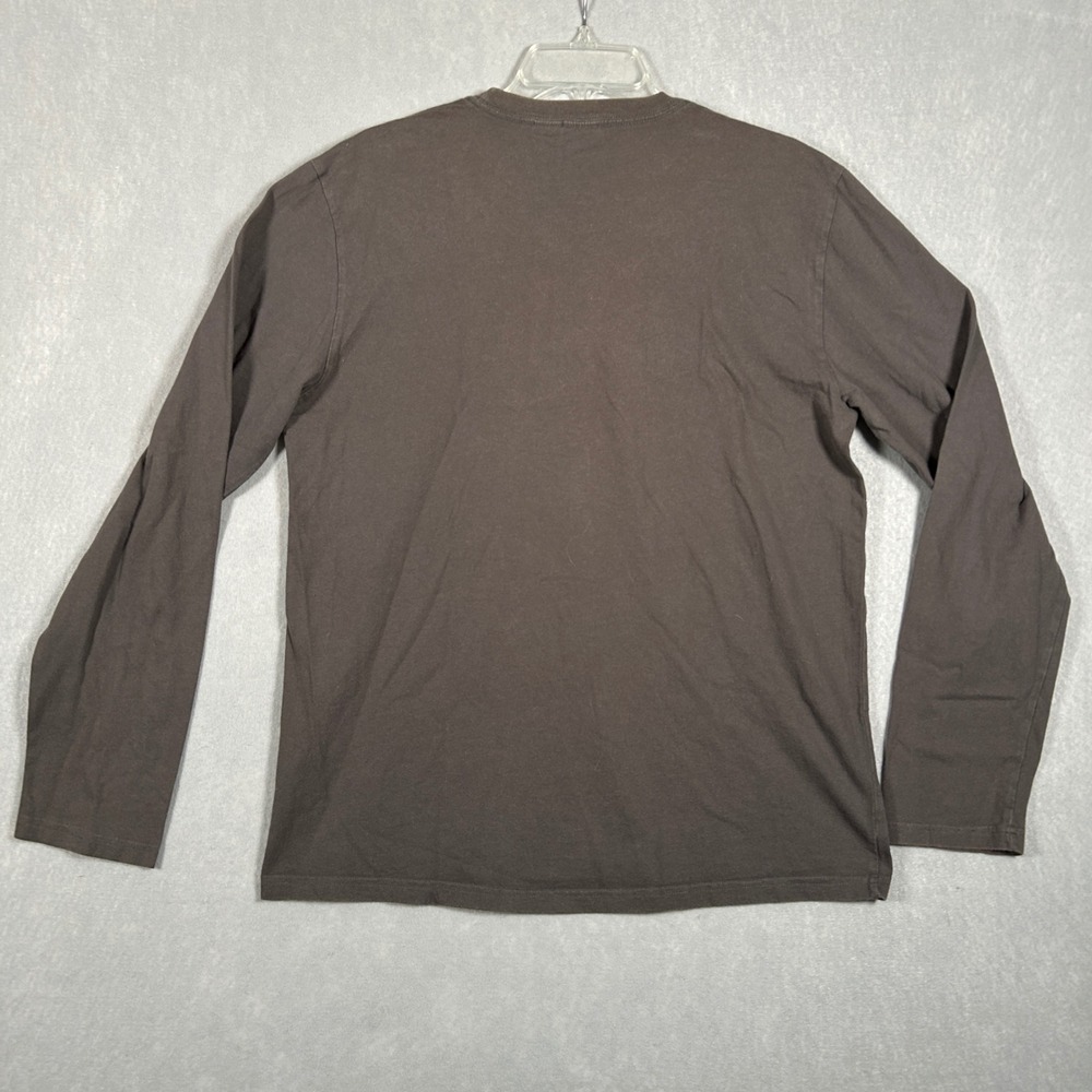 Polo Jeans Co Ralph Lauren T-Shirt Mens L Brown Solid Long Sleeve Logo Graphic - Picture 2 of 12